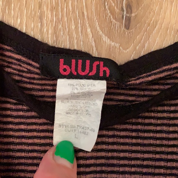 Vintage Blush Side Zip Striped Shirt Size Large Juniors - Picture 2 of 5